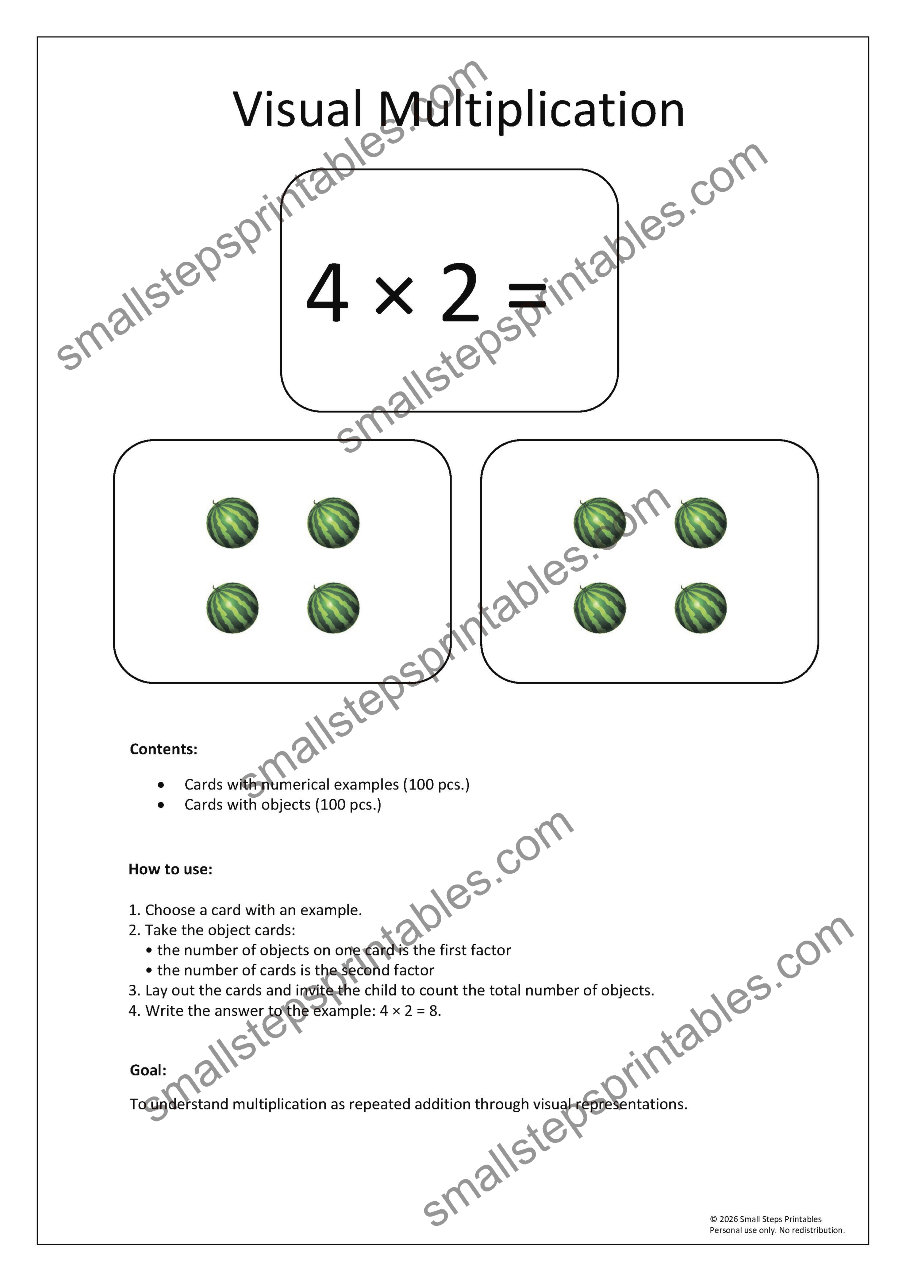 Visual Multiplication (200 Printable Cards)